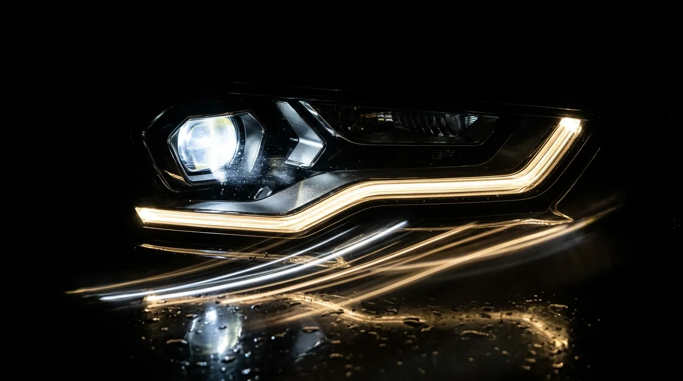 HyperOptix automotive lighting glowing in darkness